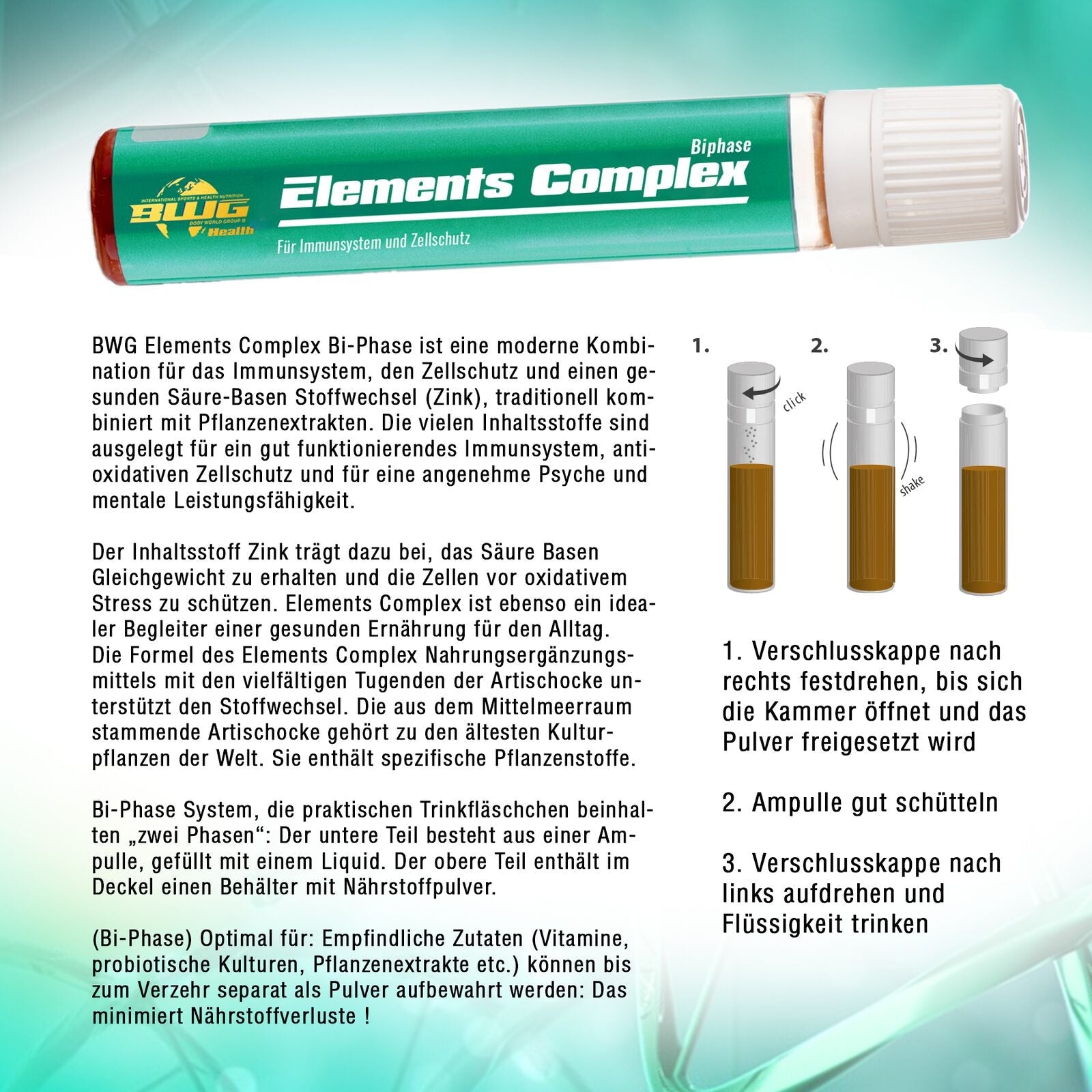 BWG / HEALTH-LINE / ELEMENT COMPLEX- BI PHASE / Pack with 28 drinking ampoules a 22,5ml