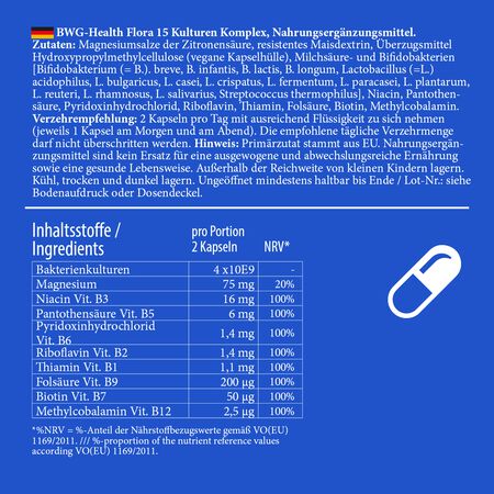 BWG HEALTH Flora Cultures Complex, 60 vegan capsules