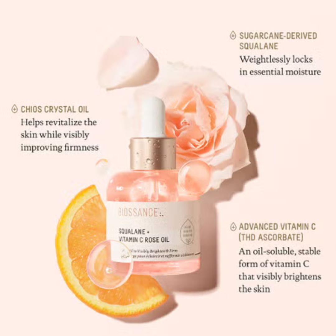 Biossance Squalane + Vitamin C Rose Firming Oil